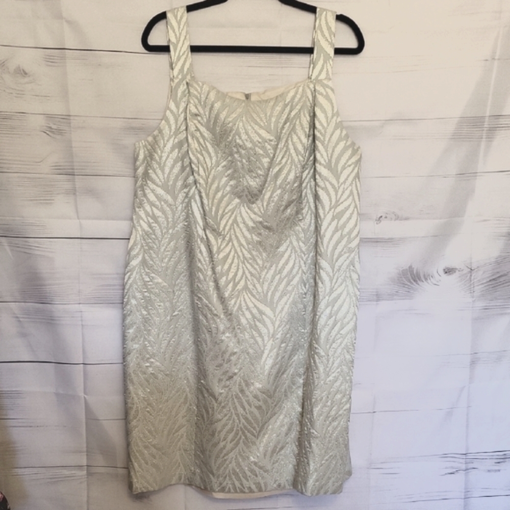 Ashley Stewart Silver Leaf Pattern Mini Dress - image 1